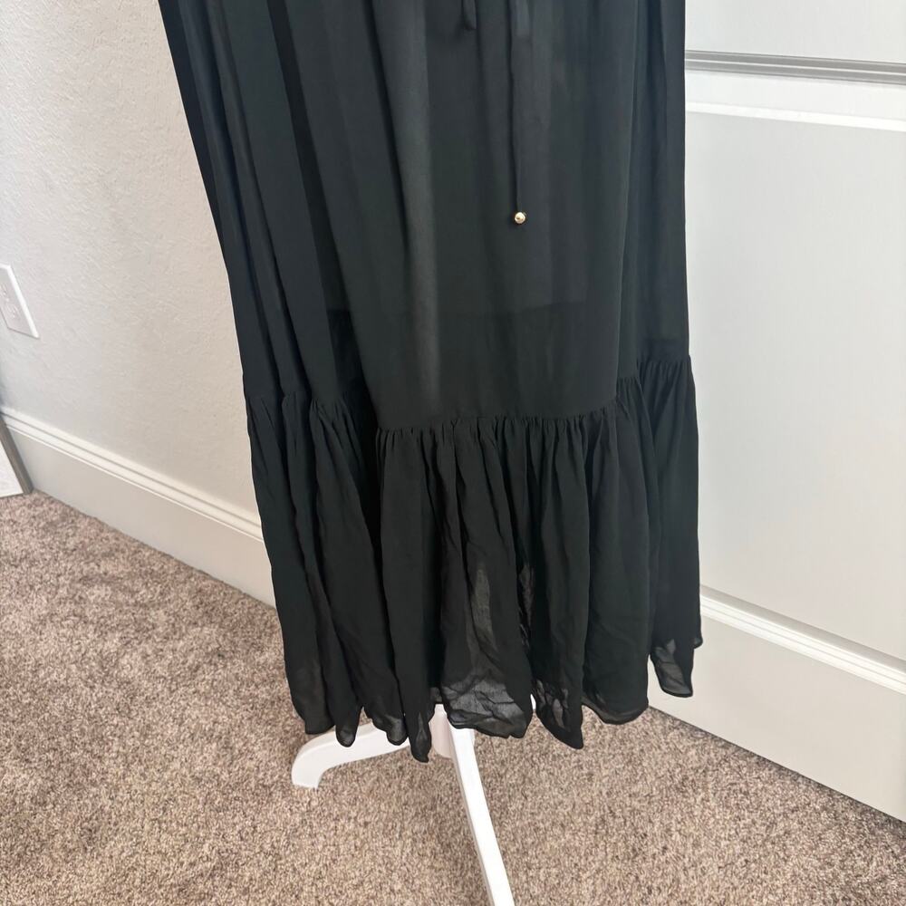 NWT Banana Republic Petite Flounced Hem Midi Dress Sz XS Black Sheer Minimalist - Picture 15 of 16